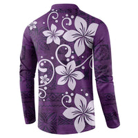 Plumeria Floral Tapa Pattern Amethyst Purple Button Sweatshirt LT01 - Polynesian Pride
