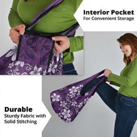 Plumeria Floral Tapa Pattern Amethyst Purple Grocery Bag
