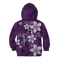 Plumeria Floral Tapa Pattern Amethyst Purple Kid Hoodie LT01 - Polynesian Pride