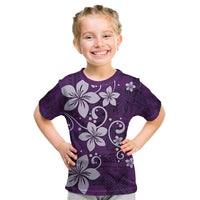Plumeria Floral Tapa Pattern Amethyst Purple Kid T Shirt LT01 Purple - Polynesian Pride