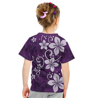 Plumeria Floral Tapa Pattern Amethyst Purple Kid T Shirt LT01 - Polynesian Pride