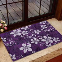 Plumeria Floral Tapa Pattern Amethyst Purple Rubber Doormat