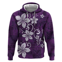 Plumeria Floral Tapa Pattern Amethyst Purple Zip Hoodie