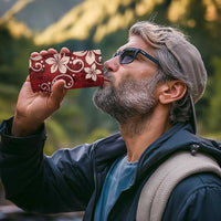 Plumeria Floral Tapa Pattern Oxblood Red 4 in 1 Can Cooler Tumbler