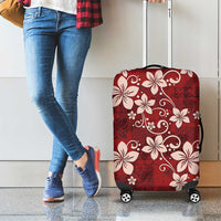 Plumeria Floral Tapa Pattern Oxblood Red Luggage Cover LT01 - Polynesian Pride