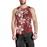 Plumeria Floral Tapa Pattern Oxblood Red Men Tank Top