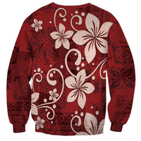 Plumeria Floral Tapa Pattern Oxblood Red Sweatshirt LT01 - Polynesian Pride