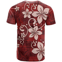 Plumeria Floral Tapa Pattern Oxblood Red T Shirt LT01 - Polynesian Pride