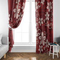 Plumeria Floral Tapa Pattern Oxblood Red Window Curtain