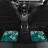 Plumeria Floral Tapa Pattern Crystal Teal Car Mats