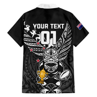 Custom New Zealand Silver Fern Rugby Family Matching Off Shoulder Long Sleeve Dress and Hawaiian Shirt Aotearoa Champion 2023 World Cup LT01 - Polynesian Pride