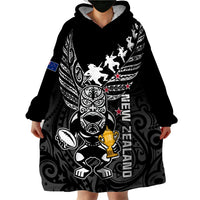 Custom New Zealand Silver Fern Rugby Wearable Blanket Hoodie Aotearoa Champion 2023 World Cup LT01 - Polynesian Pride