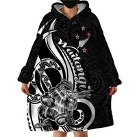 New Zealand Waitangi Day Wearable Blanket Hoodie Aotearoa Te Tiriti O Waitangi Kiwi Black Version LT01 - Polynesian Pride