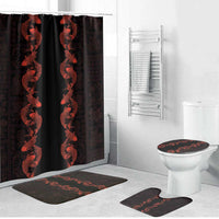 Hawaii Japan Koi Fish Red Bathroom Set Tapa Pattern LT01 Bathroom Set (4 pcs) Red - Polynesian Pride