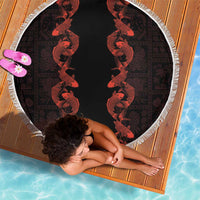 Hawaii Japan Koi Fish Red Beach Blanket Tapa Pattern LT01 - Polynesian Pride
