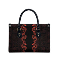 Hawaii Japan Koi Fish Red Leather Bag Tapa Pattern - Polynesian Pride