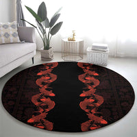 Hawaii Japan Koi Fish Red Round Carpet Tapa Pattern LT01 - Polynesian Pride
