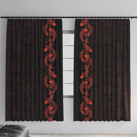 Hawaii Japan Koi Fish Red Window Curtain Tapa Pattern LT01 With Hooks Red - Polynesian Pride