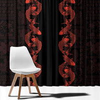 Hawaii Japan Koi Fish Red Window Curtain Tapa Pattern LT01 - Polynesian Pride