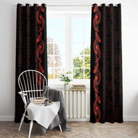 Hawaii Japan Koi Fish Red Window Curtain Tapa Pattern LT01 - Polynesian Pride