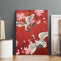 Hawaii Japan Cranes Sakura Flower Red Canvas Wall Art Japan Heritage Spirit LT01 - Polynesian Pride