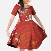 Hawaii Japan Cranes Sakura Flower Red Family Matching Off Shoulder Maxi Dress and Hawaiian Shirt Japan Heritage Spirit - Polynesian Pride