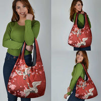 Hawaii Japan Cranes Sakura Flower Red Grocery Bag Japan Heritage Spirit LT01 - Polynesian Pride