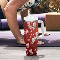 Hawaii Japan Cranes Sakura Flower Red Tumbler With Handle Japan Heritage Spirit LT01 - Polynesian Pride