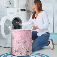 Cranes Sakura Floral Pink Pastel Laundry Basket Hawaii Japan Culture LT01 - Polynesian Pride