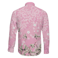Cranes Sakura Floral Pink Pastel Family Matching Off The Shoulder Long Sleeve Dress and Hawaiian Shirt Hawaii Japan Culture - Polynesian Pride