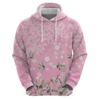 Cranes Sakura Floral Pink Pastel Hoodie Hawaii Japan Culture LT01 - Polynesian Pride