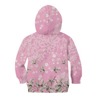 Cranes Sakura Floral Pink Pastel Kid Hoodie Hawaii Japan Culture LT01 - Polynesian Pride