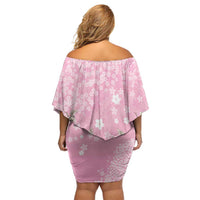 Cranes Sakura Floral Pink Pastel Off Shoulder Short Dress Hawaii Japan Culture LT01 - Polynesian Pride