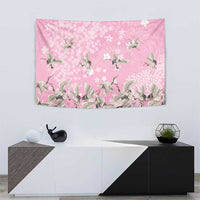 Cranes Sakura Floral Pink Pastel Tapestry Hawaii Japan Culture LT01 - Polynesian Pride