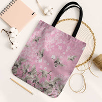 Cranes Sakura Floral Pink Pastel Tote Bag Hawaii Japan Culture - Polynesian Pride