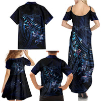 Personalised Matariki Paua Shell New Zealand Family Matching Summer Maxi Dress and Hawaiian Shirt Haka Dance At The Starry Night