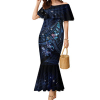 Personalised Matariki Paua Shell New Zealand Mermaid Dress Haka Dance At The Starry Night LT01 Women Black - Polynesian Pride