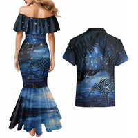 Personalised Matariki Kiwi Couples Matching Mermaid Dress and Hawaiian Shirt Silver Fern LT01 - Polynesian Pride