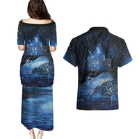 Personalised Matariki Kiwi Couples Matching Puletasi and Hawaiian Shirt Silver Fern LT01 - Polynesian Pride
