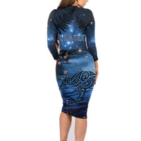 Personalised Matariki Kiwi Family Matching Long Sleeve Bodycon Dress and Hawaiian Shirt Silver Fern