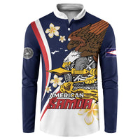 Personalized American Samoa Button Sweatshirt Amerika Samoa Bald Eagle LT01 Blue - Polynesian Pride