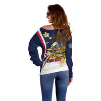 Personalized American Samoa Off Shoulder Sweater Amerika Samoa Bald Eagle