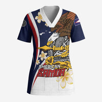 Personalized American Samoa Scrub Top Amerika Samoa Bald Eagle - Polynesian Pride