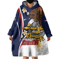 Personalized American Samoa Wearable Blanket Hoodie Amerika Samoa Bald Eagle