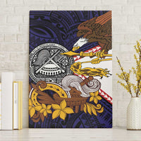 American Samoa Eagle Kava Bowl Canvas Wall Art Plumeria Polynesian Pattern