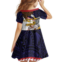 American Samoa Eagle Kava Bowl Family Matching Off Shoulder Short Dress and Hawaiian Shirt Plumeria Polynesian Pattern