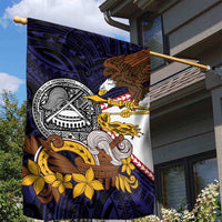 American Samoa Eagle Kava Bowl Garden Flag Plumeria Polynesian Pattern