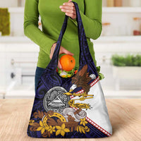 American Samoa Eagle Kava Bowl Grocery Bag Plumeria Polynesian Pattern