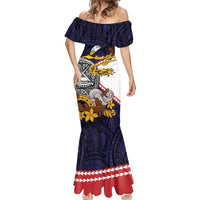 American Samoa Eagle Kava Bowl Mermaid Dress Plumeria Polynesian Pattern