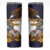 American Samoa Eagle Kava Bowl Skinny Tumbler Plumeria Polynesian Pattern